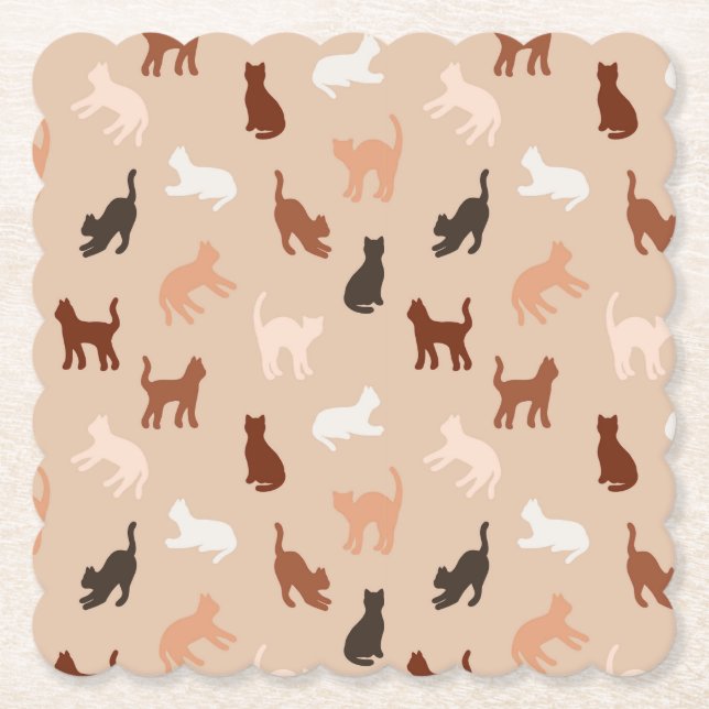 Cat silhouette paper coaster (Front)