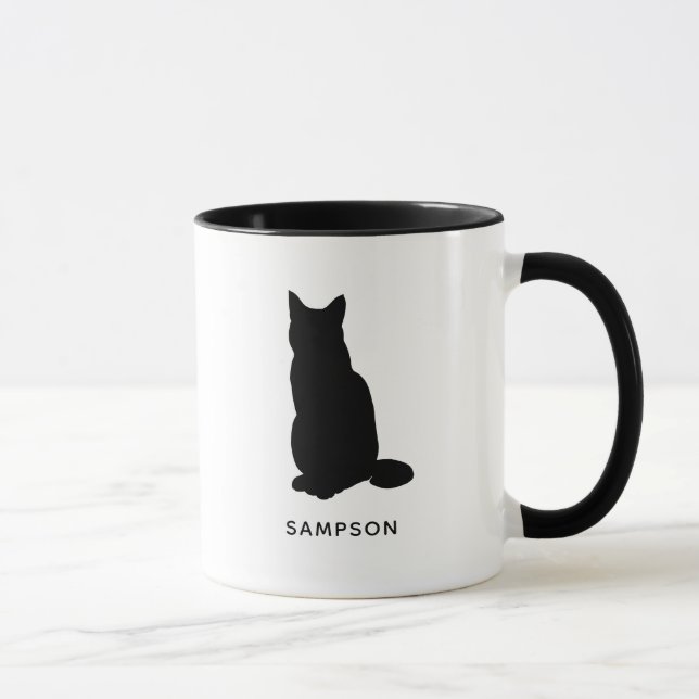 cat silhouette personalised name mug (Right)