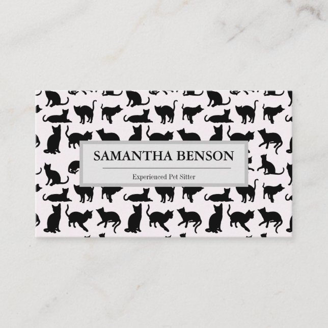 Cat Silhouette Pet Sitter  Business Card (Front)