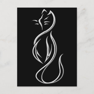 CAT SILHOUETTE POSTCARD