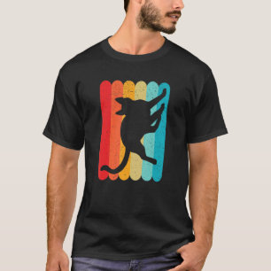Cat Silhouette Retro Vintage Lines 70s 80s Distres T-Shirt