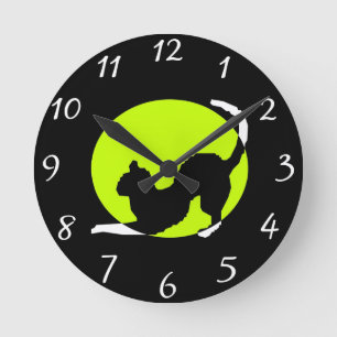 Cat Silhouette Round Clock