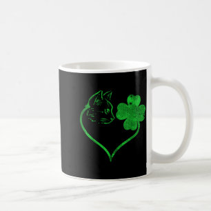 Cat Silhouette Shamrock St Patricks Day Kitten Lov Coffee Mug