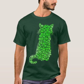 Cat Silhouette Shamrock St Patricks Day Kitten Lov T-Shirt