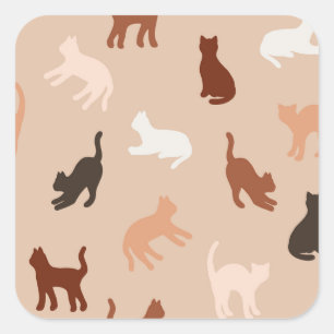 Cat silhouette square sticker