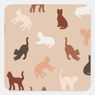 Cat silhouette square sticker