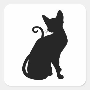 Cat Silhouette Square Sticker