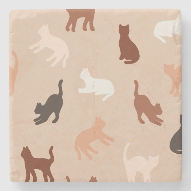 Cat silhouette stone coaster (Front)