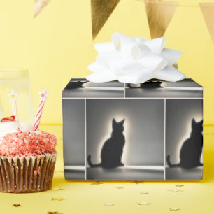 Cat Silhouette With Glow Wrapping Paper
