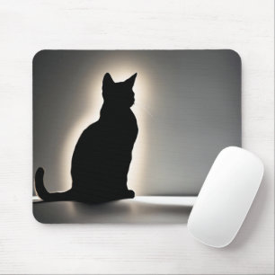 Cat Silhouette With Golden Glow Mouse Mat
