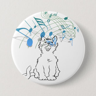Cat singing 7.5 cm round badge