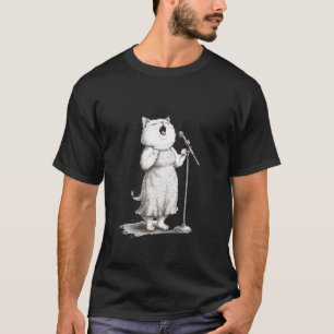 Cat Singing Into Microphone Performance T-Shirt