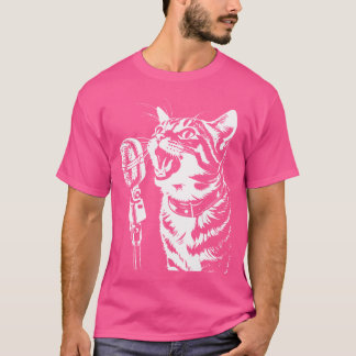 Cat Singing With Microphone Cats Singer T-Shirt