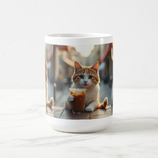 Cat Sipping Coffee On A Street Mug