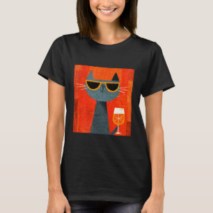 cat Sipping Orange Drink in a Cool Manner T-Shirt