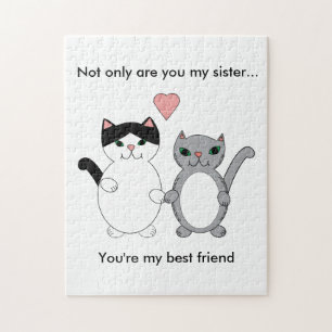 Cat Sister Best Friend Cute Kitty Love Personalise Jigsaw Puzzle