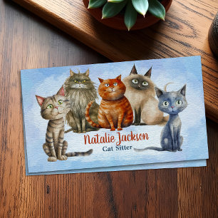 Cat Sitter - Adorable Watercolor Cats Business Card