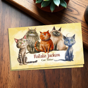 Cat Sitter - Adorable Watercolor Cats Business Card