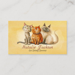 Cat Sitter - Adorable Watercolor Cats Business Card