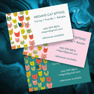 Cat Sitter Cute Colorful Funny Kittens Cats Vets   Business Card