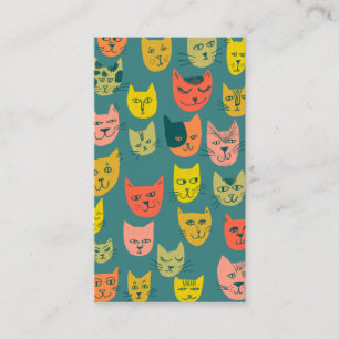 Cat Sitter Cute Colourful Funny Kittens Cats Vets Business Card