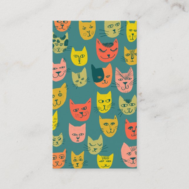 Cat Sitter Cute Colourful Funny Kittens Cats Vets Business Card (Front)