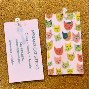 Cat Sitter Cute Colourful Funny Kittens Cats Vets Business Card