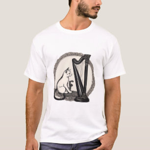 Cat Sitting And Playing Harp Perfect Gift for Cat  T-Shirt