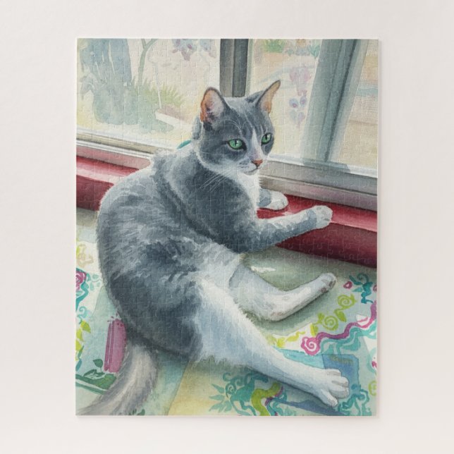 Cat sitting by the window Puzzle (Vertical)