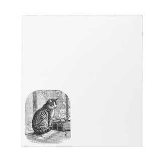 Cat Sitting by Window with Book Notepad