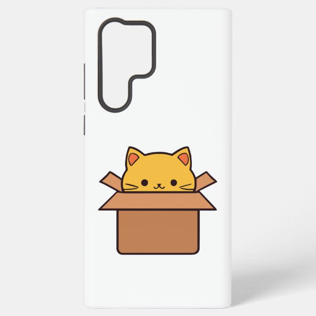 Cat sitting inside cardboard box samsung galaxy s22 ultra case (Back)