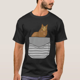 Cat Sitting Maine Coon In Pocket T-Shirt