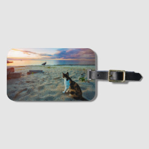 Cat Sitting On A Beach Luggage Tag