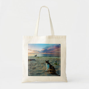 Cat Sitting On A Beach Tote Bag