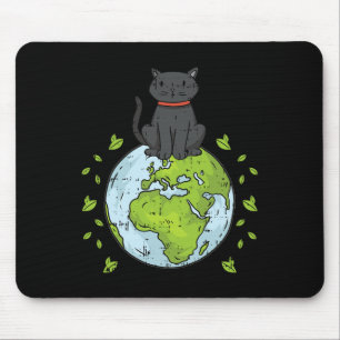 Cat Sitting Planet Earth Day Environmental Nature Mouse Mat