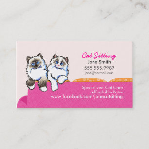 Cat Sitting Ragdoll Couch Pink Business Card