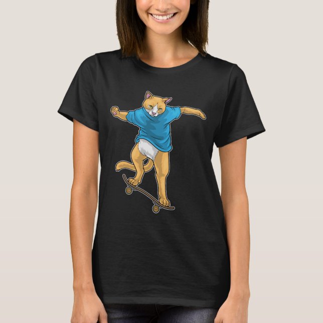 Cat Skater Skateboard T-Shirt (Front)
