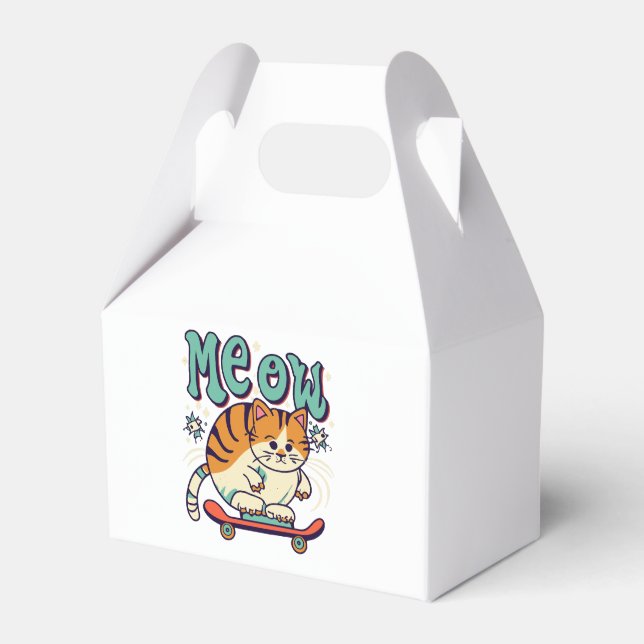 Cat Skating Meow Favour Box (Front Side)