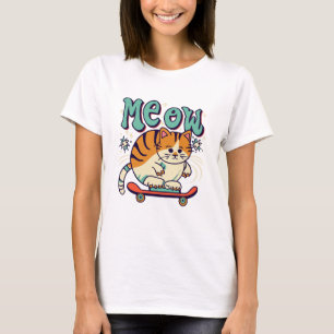 Cat Skating Meow T-Shirt