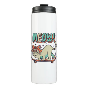 Cat Skating Meow Thermal Tumbler