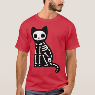 Cat Skeleton Halloween Costume Cat Scary 1075 T-Shirt