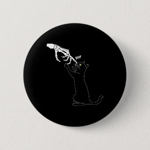 Cat Skeleton Hand Boop Cat Nose Funny Halloween Ou 6 Cm Round Badge