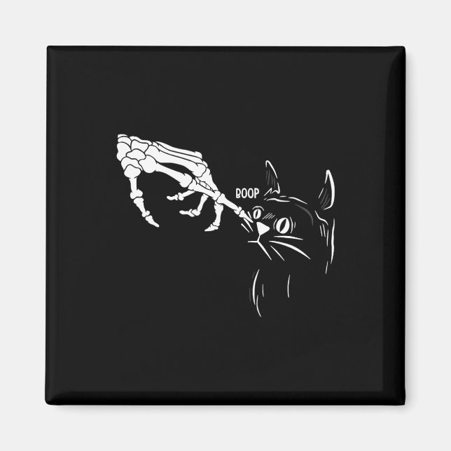 Cat Skeleton Hand Boop Halloween Cats Lover Pet Ow Magnet (Front)