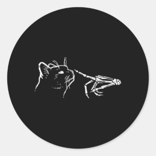 Cat Skeleton Hand Boop Pumpkin Spooky Black Mum Classic Round Sticker