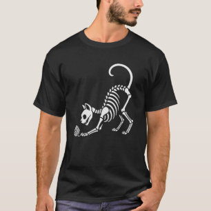 Cat Skeleton Yarn Halloween Mum Dad Kids T-Shirt