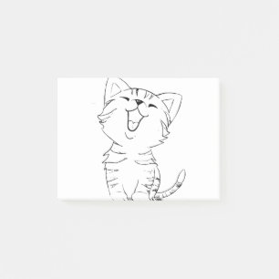 Cat Sketch Drawing Graphic Arts Kitten Silhouette. Post-it Notes