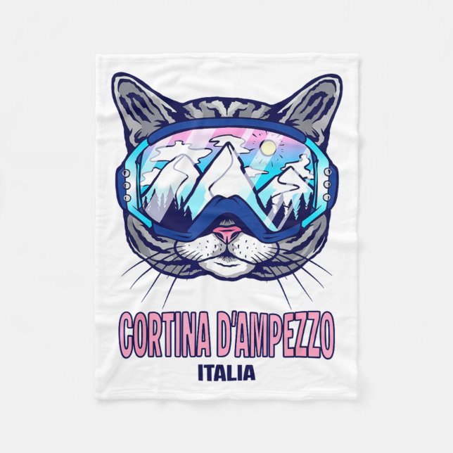 Cat ski goggles mountain panorama cortina fleece blanket (Front)