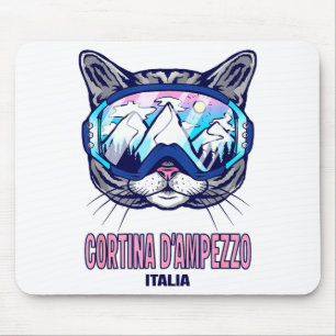 Cat ski goggles mountain panorama cortina mouse mat