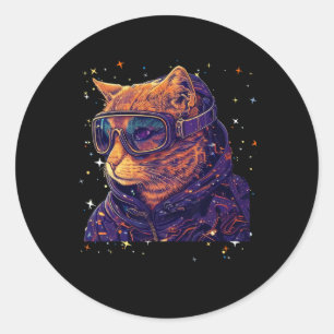 Cat Ski Snowboard Goggles Funny Skiing Snowboardin Classic Round Sticker