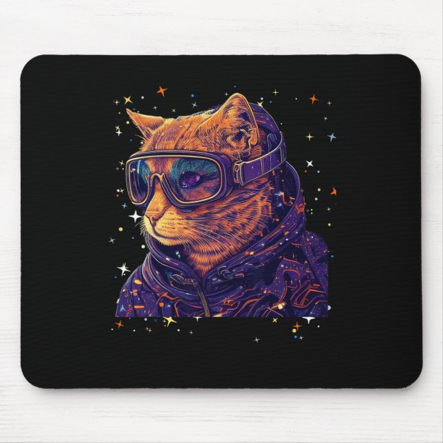 Cat Ski Snowboard Goggles Funny Skiing Snowboardin Mouse Mat (Front)